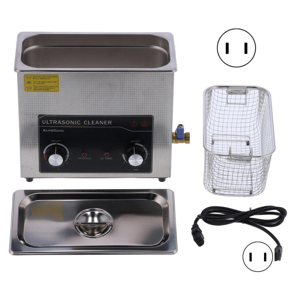 Ultrasonic Cleaner Laboratory Ultra Sonic Tank Stainless Steel Instrument Cleaning Machine A6LUS Plug 110V