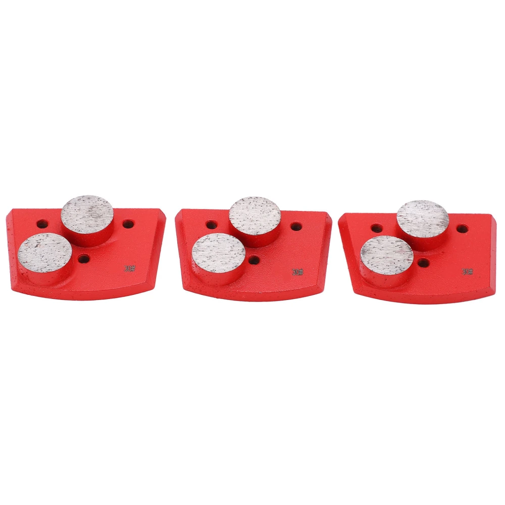 3Pcs Diamond Grinding Pads Red Trapezoid 30# Grit 2 Cylindrical Teeth for Concrete Polishing