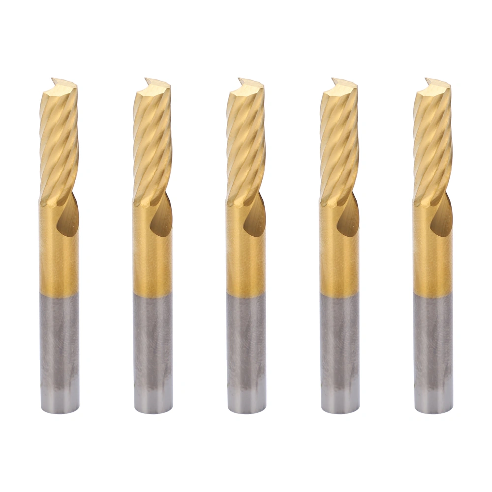 5PCS End Mills Single Flute Spiral 6x17x50mm High Speed Steel CNC Bits with Titanium Coating