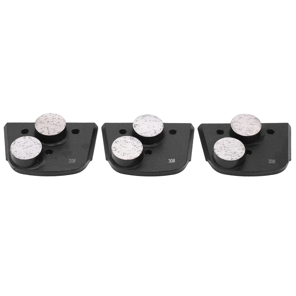 3Pcs Diamond Grinding Pads Fillet Black 30# Grit 2 Teeth for Concrete Glass Sanding Polishing