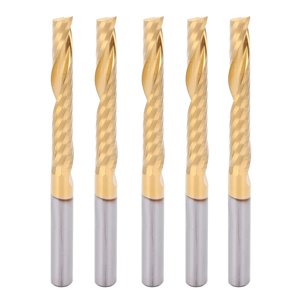 5PCS Spiral End Mills Single Flute 4x28x50mm High Speed Steel HSS Titanium Coating