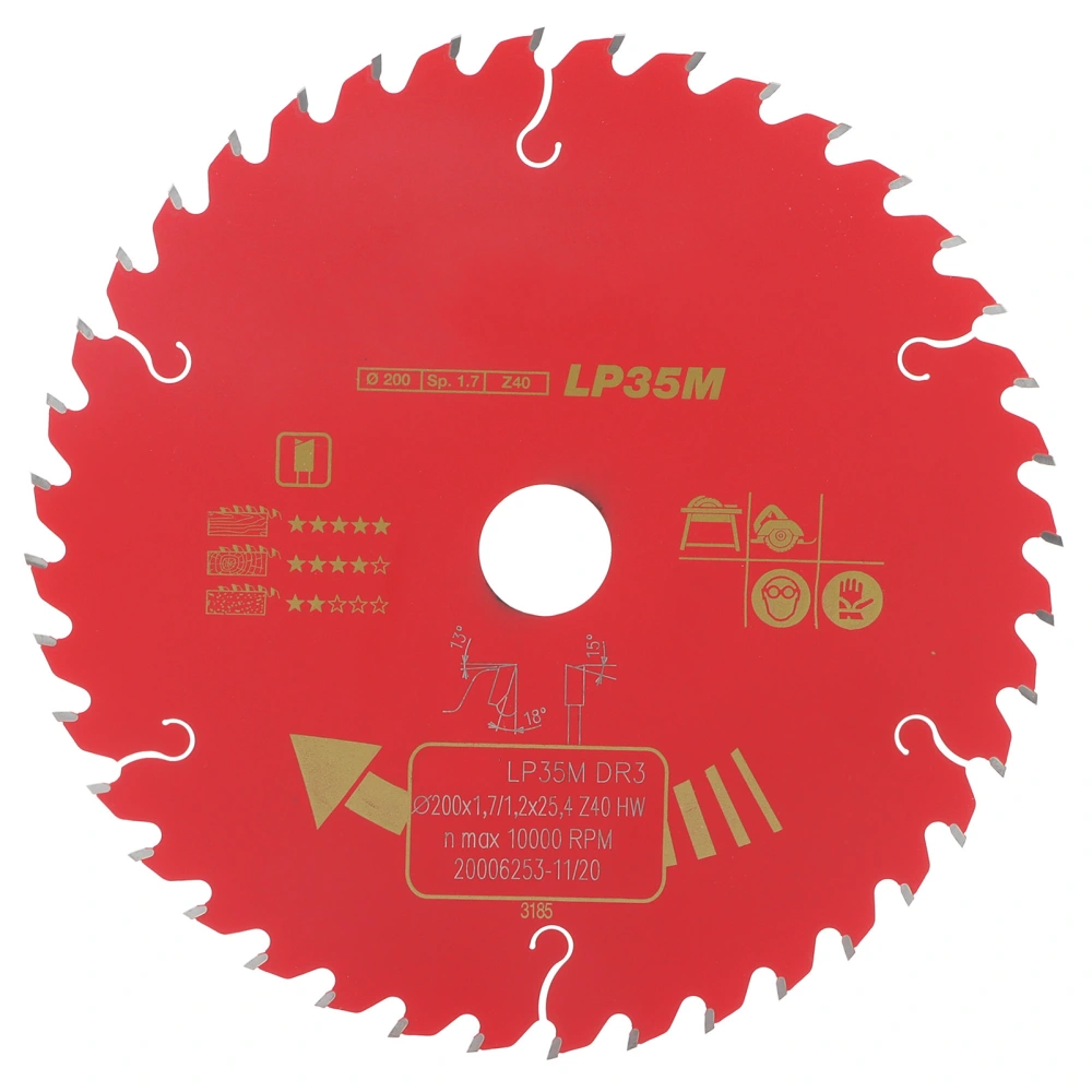 Saw Blade Carbide Circular Disc Wheel Woodworking Tooth Cutting Tool 200x1.7x25.4-40T