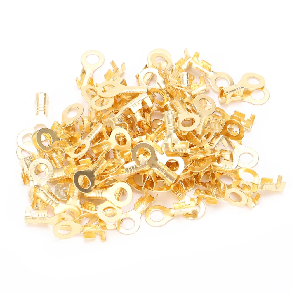 100PCs Lug Ring Terminals Brass Cold Pressed Cable Crimp Ends Connector M4 4.2mm