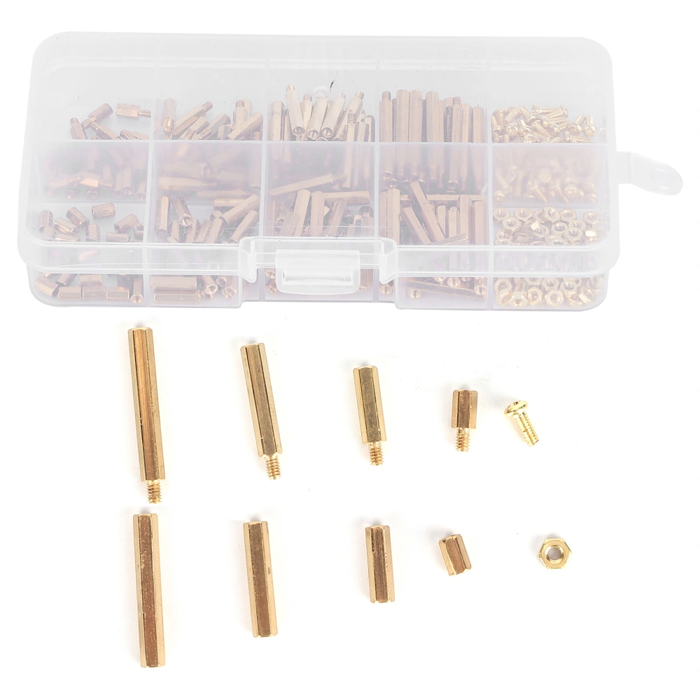 320Pcs Brass Standoff Screw Nut Assortment Kit M2 Hex for Communications Galvanizing