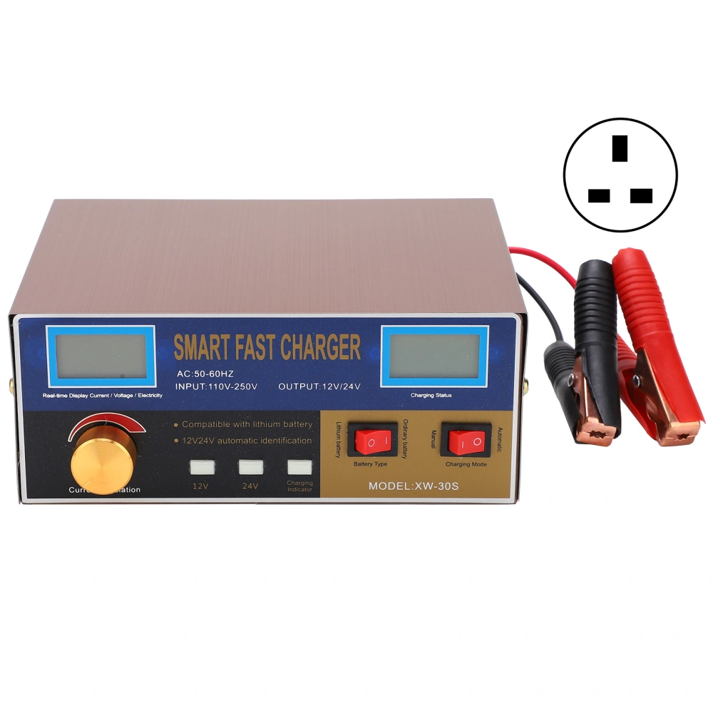 Lithium Battery Charger 400W Car 12V 24V Smart Pulse Repair Type Power Supply MF‑3S AC250VUK Plug