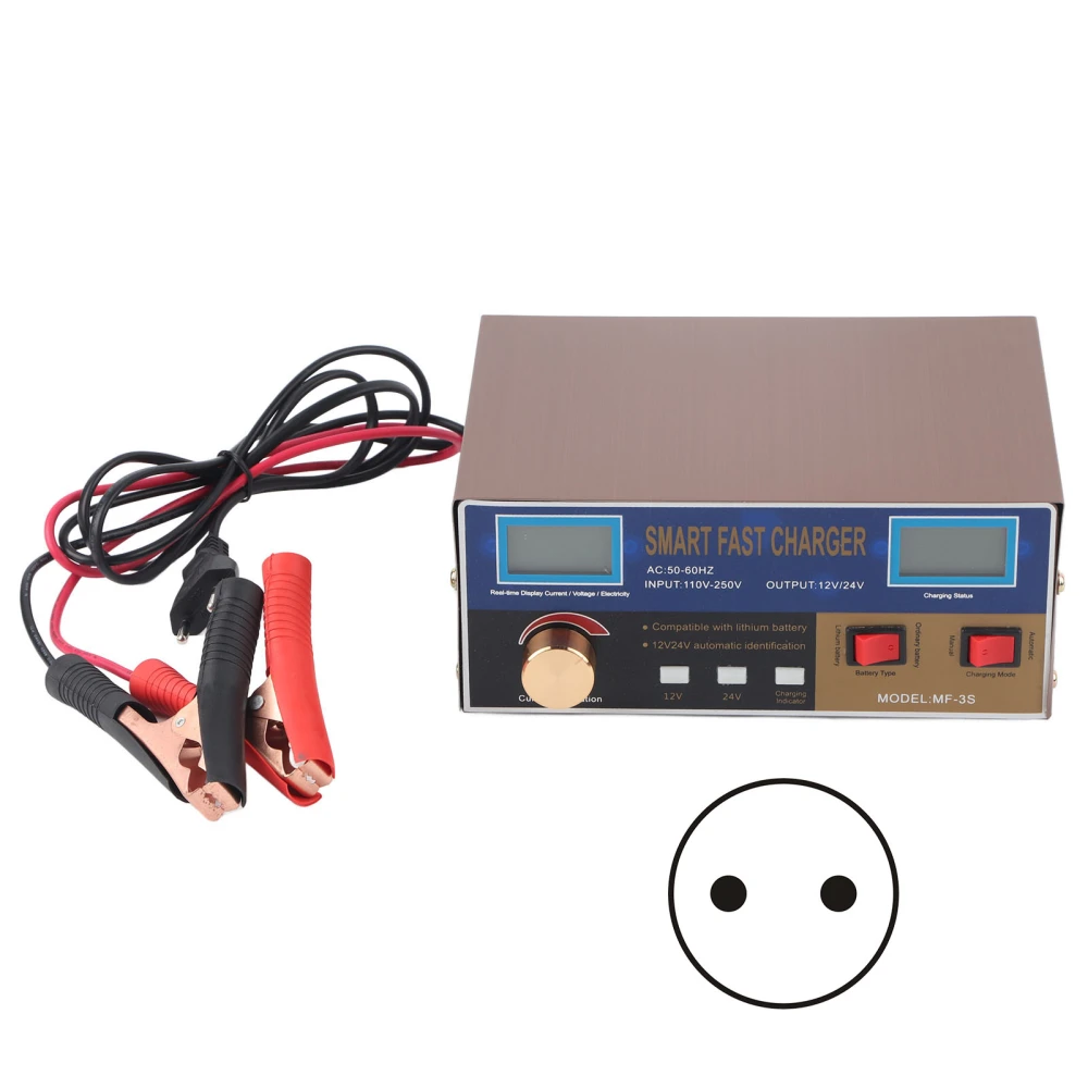 Lithium Battery Charger 400W Car 12V 24V Smart Pulse Repair Type Power Supply MF‑3S AC250VEU Plug