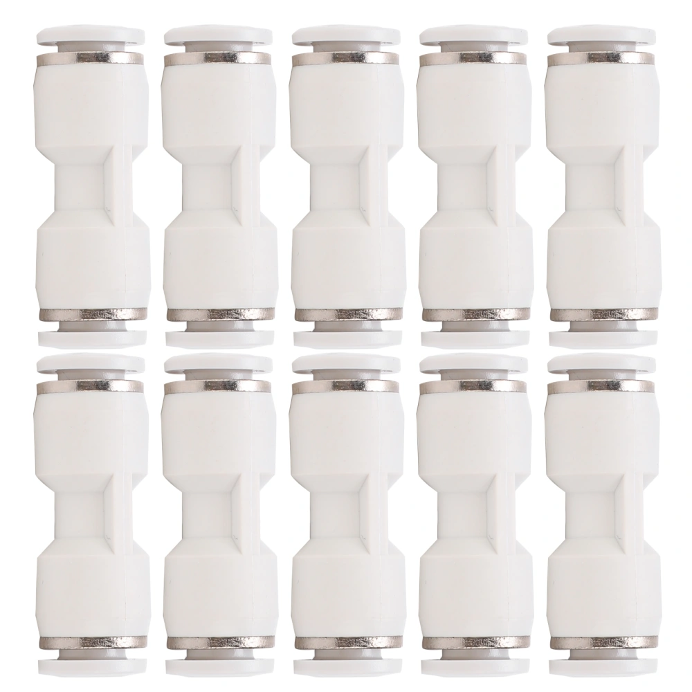 10Pcs Straight Push Connectors Air Hose Quick Release Pnuematic Tube Pipe Fittings WhitePU-6