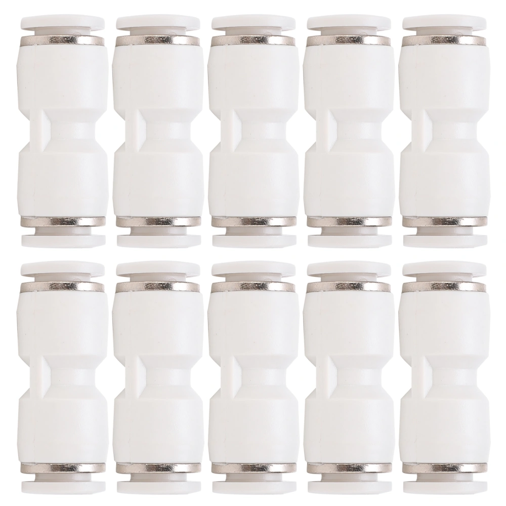 10Pcs Straight Push Connectors Air Hose Quick Release Pnuematic Tube Pipe Fittings WhitePU-8