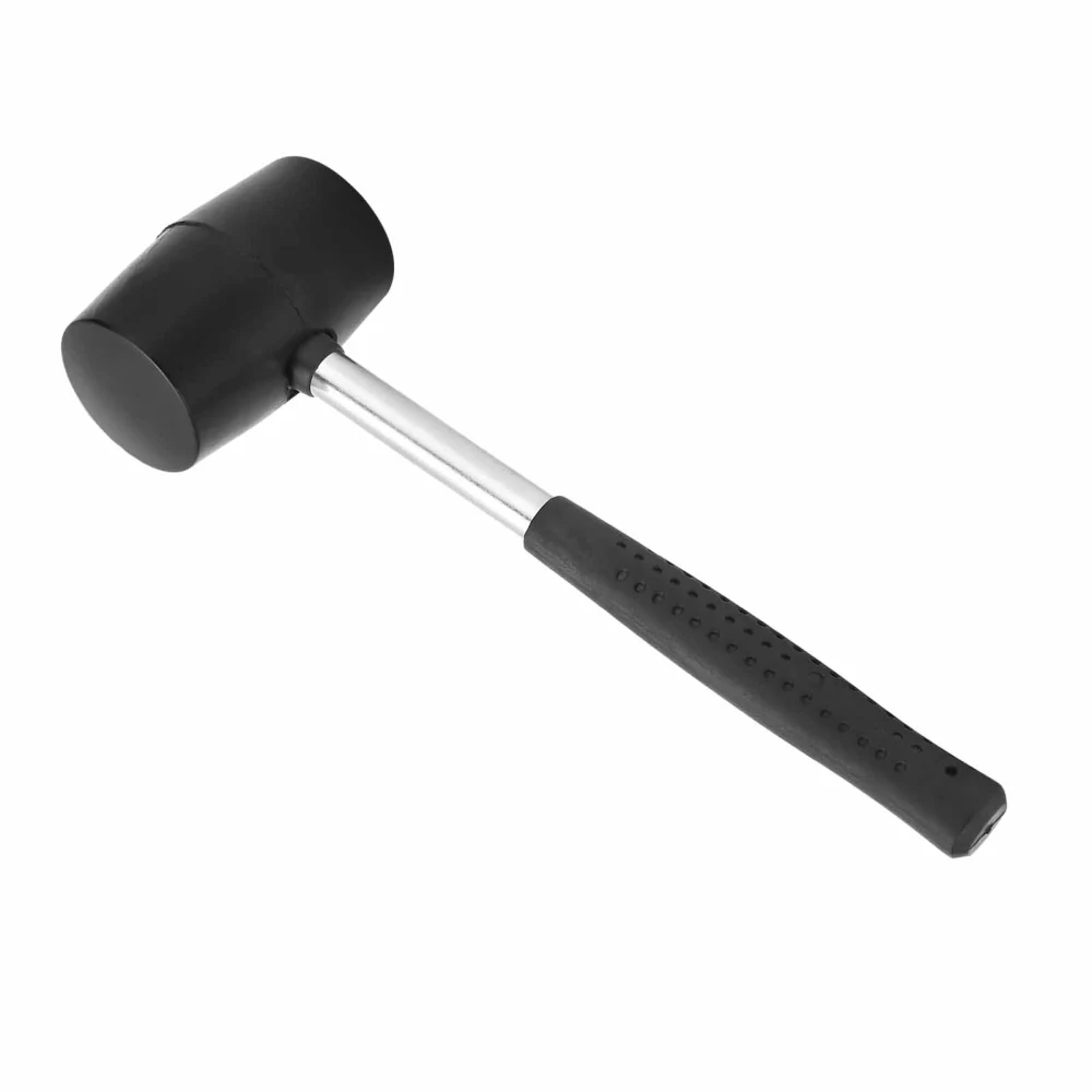 Hammer Steel Handle Rubber Double Sided Hand Mallet Industrial Hammering Tool 260mm