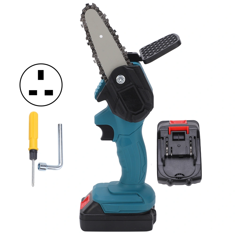 Mini Hand Saw 4in Portable Electronic 1‑Handed Trimming Tool Chainsaw with Brush AC100‑240VBlue UK Plug