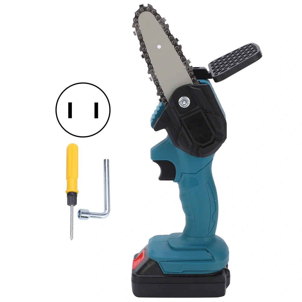 Mini Hand Saw 4in Portable Electronic 1‑Handed Trimming Tool Chainsaw with Brush AC100‑240VBlue US Plug