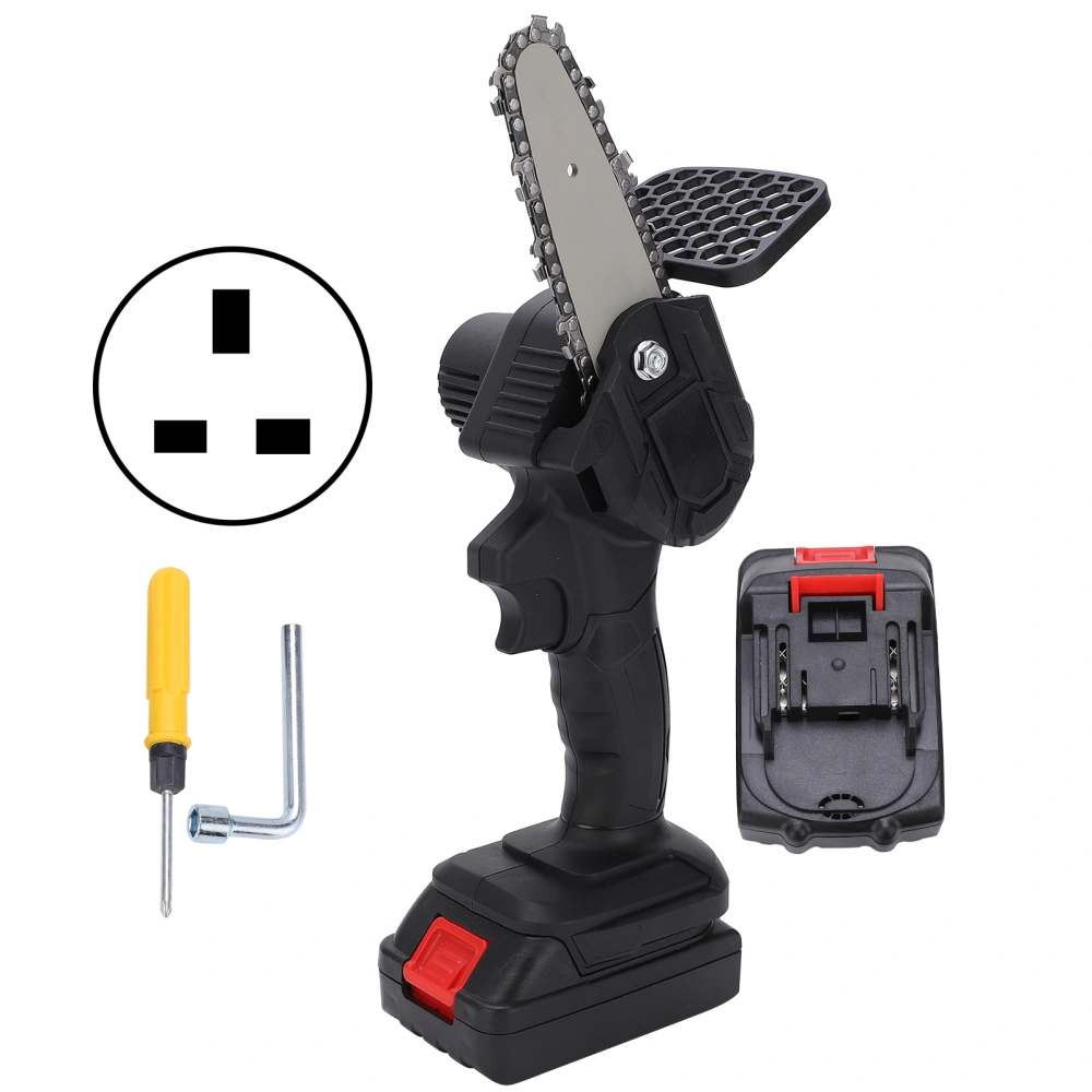 Mini Hand Saw 4in Portable Electronic 1‑Handed Trimming Tool Chainsaw with Brush AC100‑240VBlack UK Plug