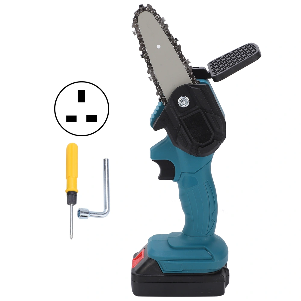 Mini Hand Saw 4in Portable Electronic 1‑Handed Trimming Tool Chainsaw with Brush AC100‑240VBlue UK Plug