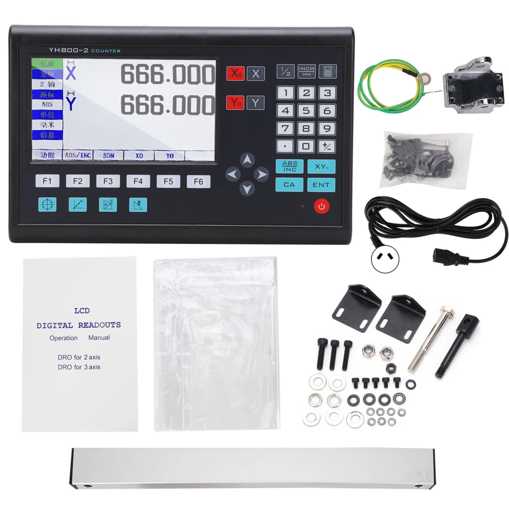 Digital Readout 2‑Axes LCD Linear Encoder High Accuracy TTL Increment for Milling MachineAU Plug 250V