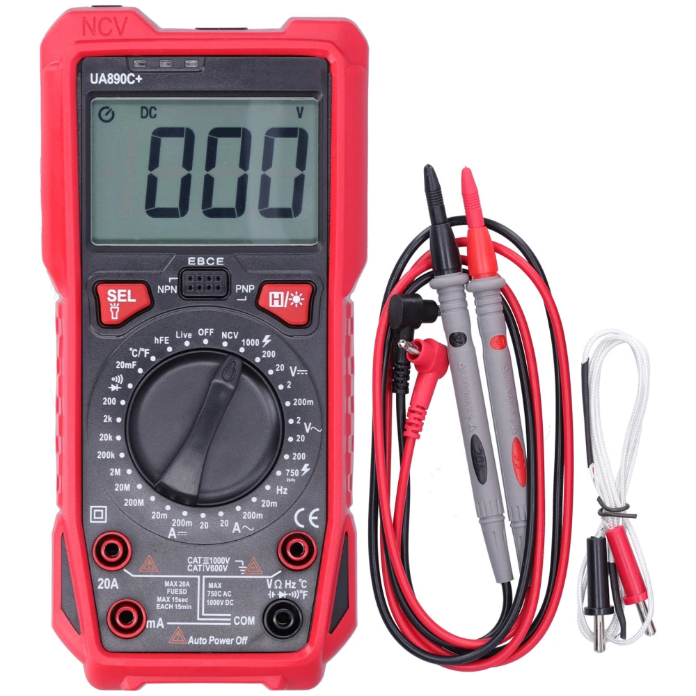 UA890C+ Multimeter with LCD Backlight Screen Voltage Current Resistance Capacitance Meter