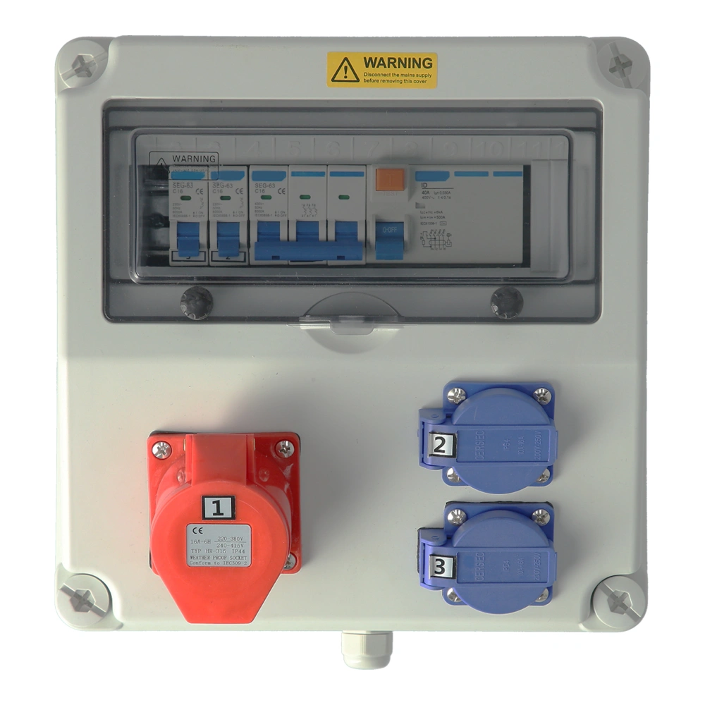 Industrial Socket Box Waterproof WallMounted C16 with Circuit Breaker for Power Distribution