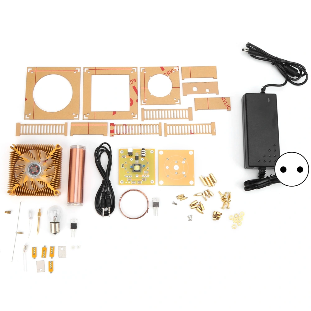 Music Coil Kit Plasma Speaker Sound Power Module DIY Tools Gold Base with Shell AC100‑240VEU Plug