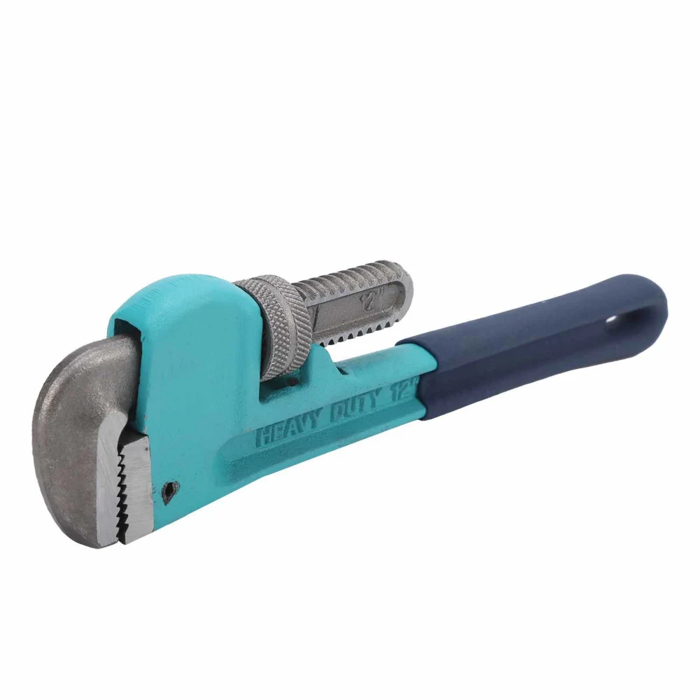 12in Pipe Wrench 45# Steel Heavy Duty with Plastic Handle Adjustable Opening for Repairing