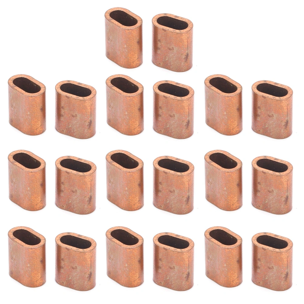 20Pcs Wire Rope Sleeve M3 Copper Oval Crimping Loop Rope Clamp Fastening Assortment Kit