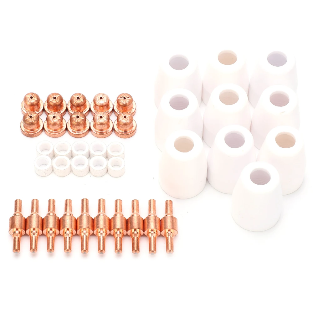 40Pcs Plasma Cutter Consumables Cutting Extended Electrode Electric Nozzle Ceramic Shunt PT‑31