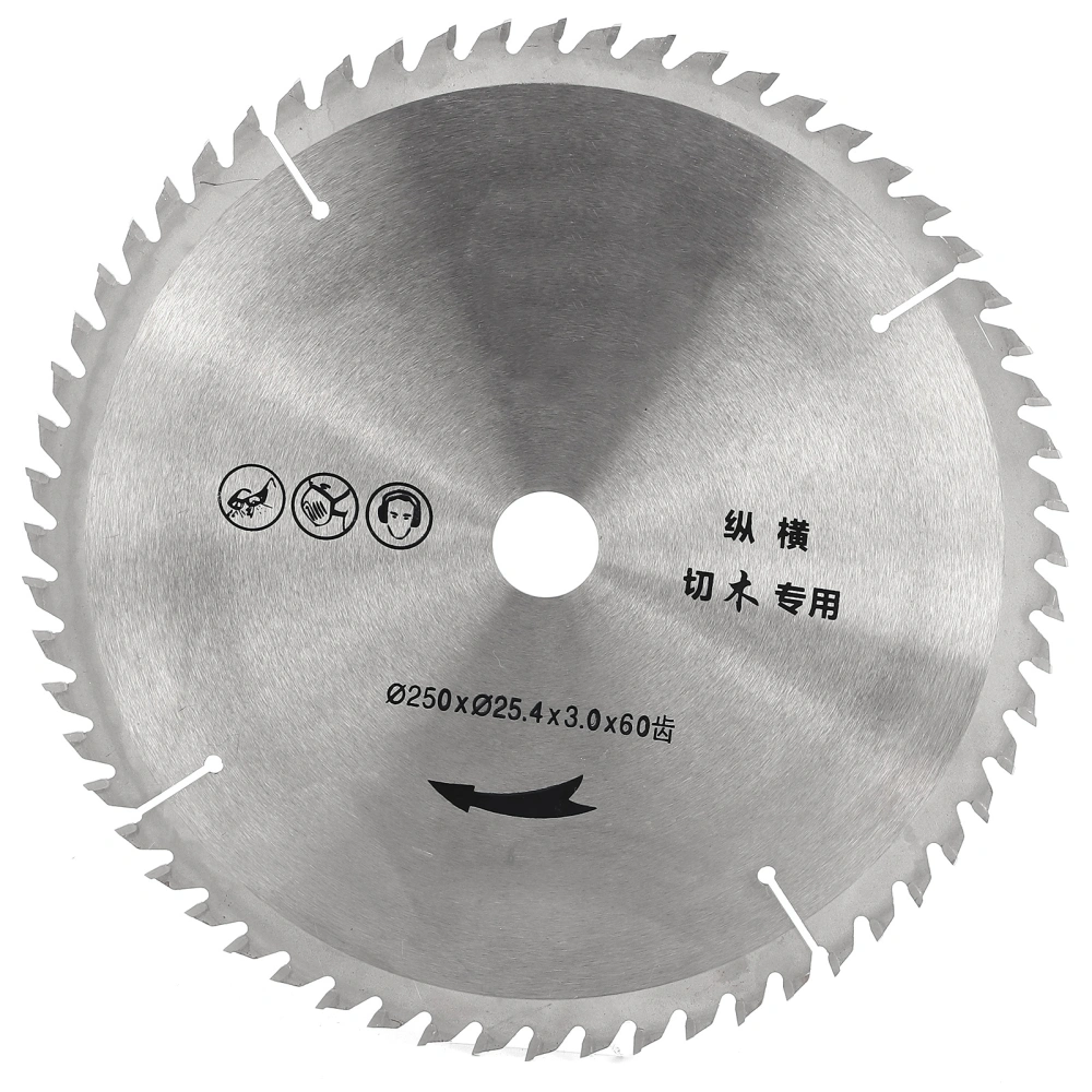 Circular Saw Blade Alloy Steel Cutting Disc for Woodworking 250x25.4x3.0x60 Teeth