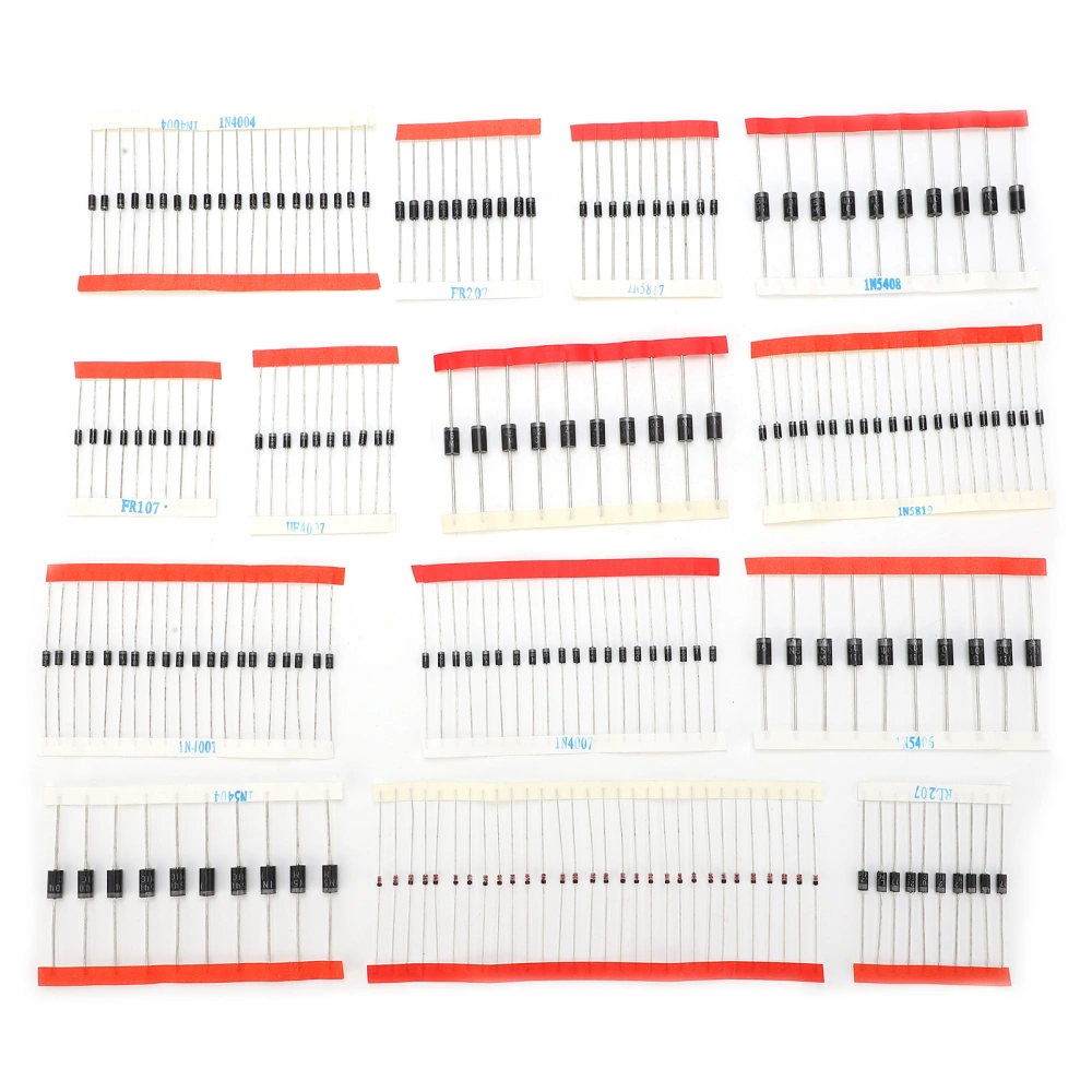 200Pcs Diode Assorted Kit 14 Kinds Electronic Components Package Silver Alloy Industrial Supply