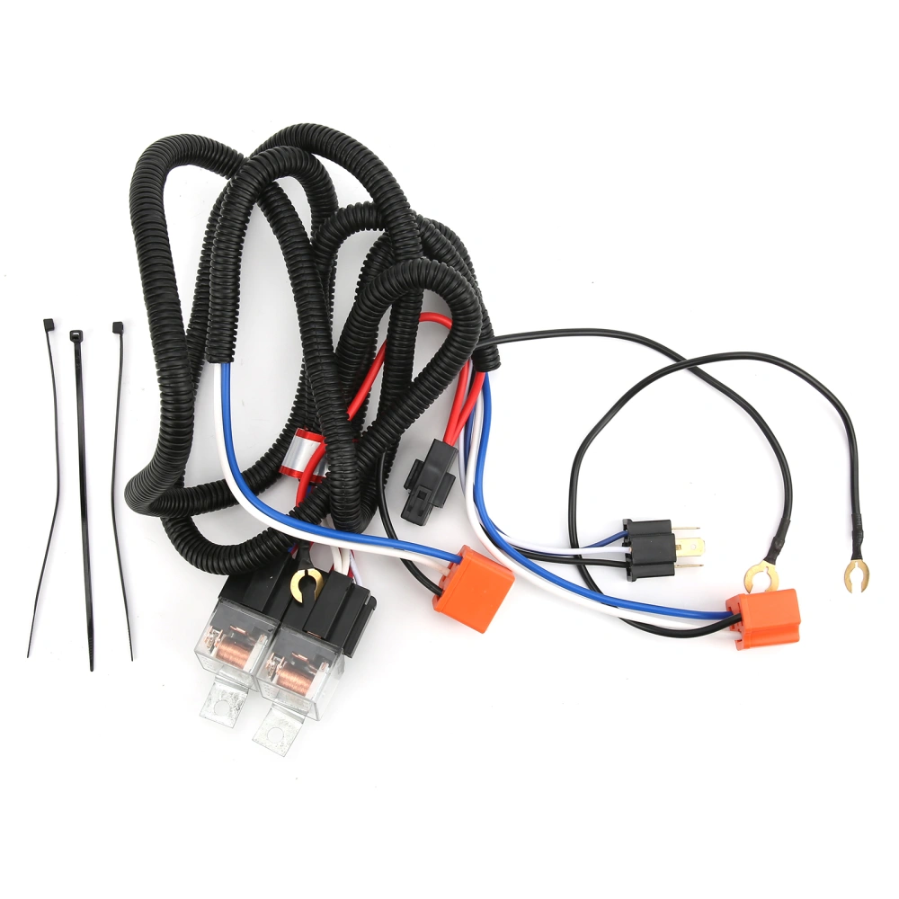 Headlight Relay Wiring Harness PE Waterproof Cord Kit Headlamp Brightener DC 12V