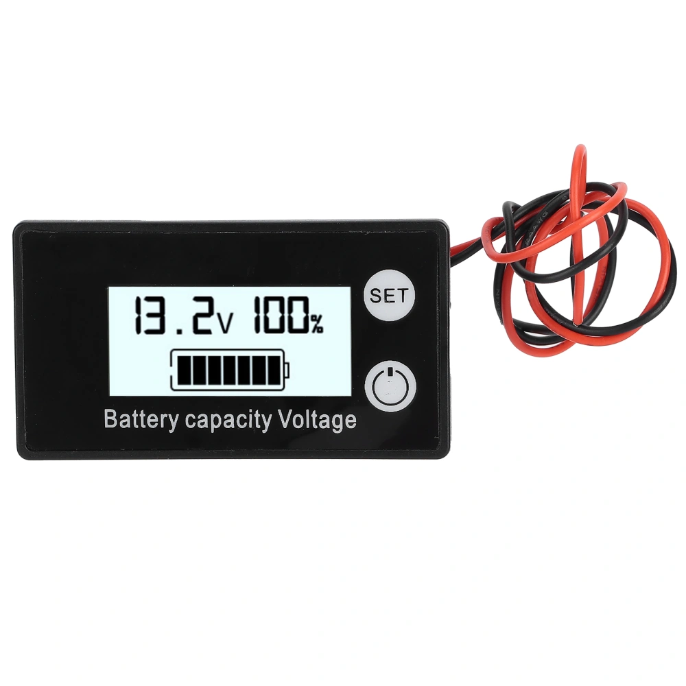 JX‑6133 LCD DC Voltage Meter Waterproof Battery Capacity Tester Voltage Monitor DC8‑100VWhite