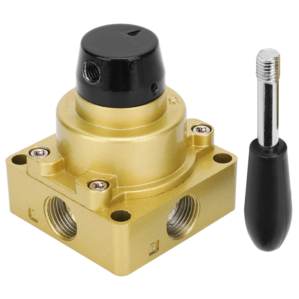 Rotary Lever Hand Valve 3 Position 4 Way Pneumatic Air Flow Control Switch Equipment HV‑04