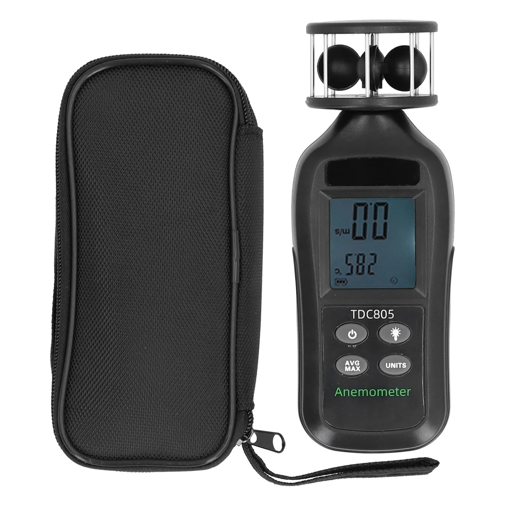 Digital Display Anemometer Handheld 3‑Cup Turbine Anemometer for Wind Temperature Air Volume