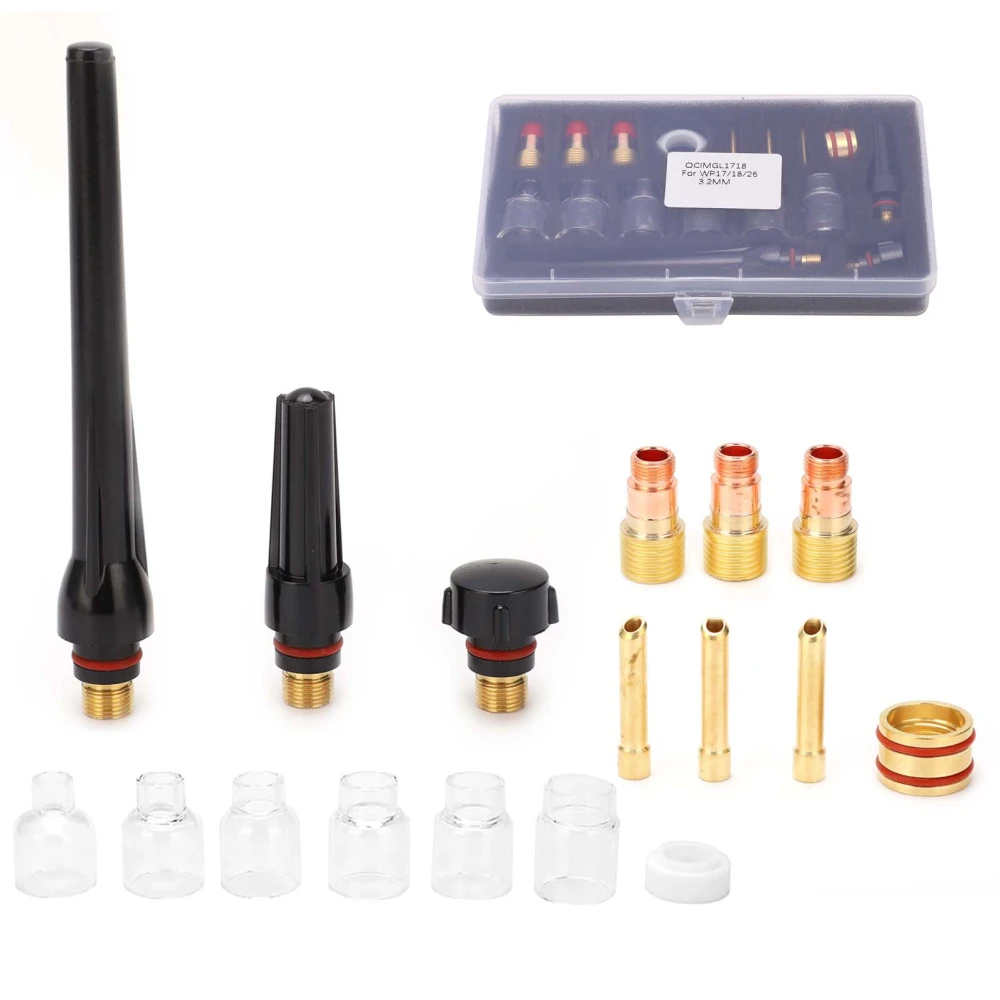 Welding Torch Kit Glass Nozzle Gun Tail Tungsten Clamp Silicone Ring Welder Accessories