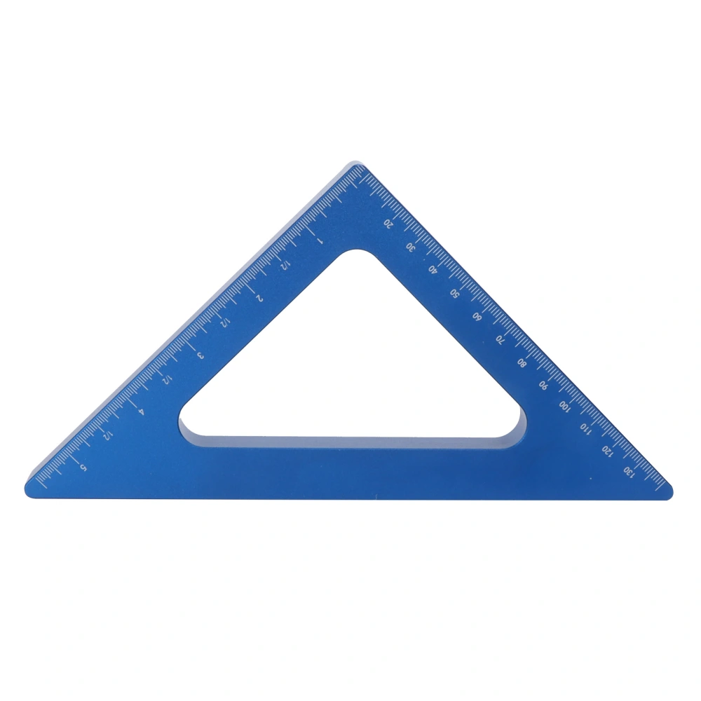 Triangle Ruler Blue 90 Degree Inch Metric Aluminum Alloy Square Woodwork Measuring Tool Gauge