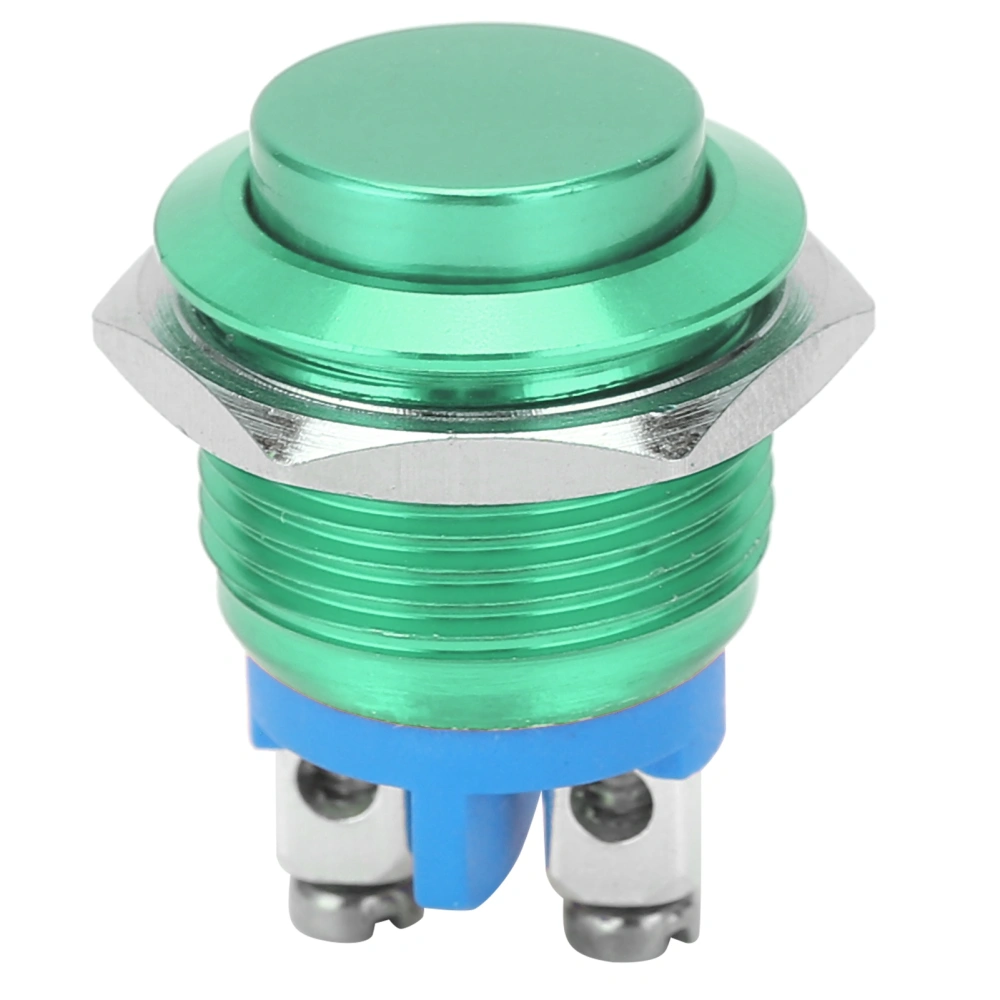 Metal Push Button Switch Waterproof Stainless Steel Self Reset Normally Open 16mm (Green )