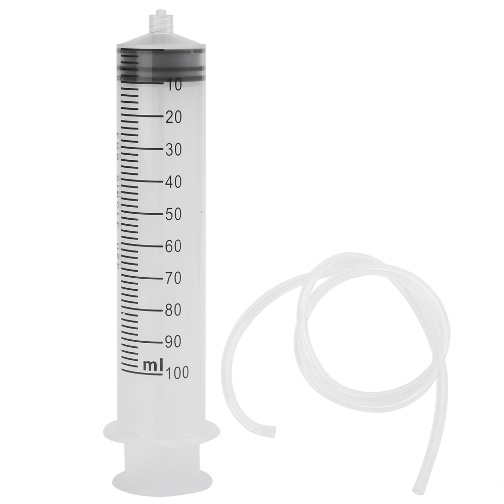 Large Diameter Plastic Syringe with Tube Catheter Measuring Disposable Tool Transparent 100ML