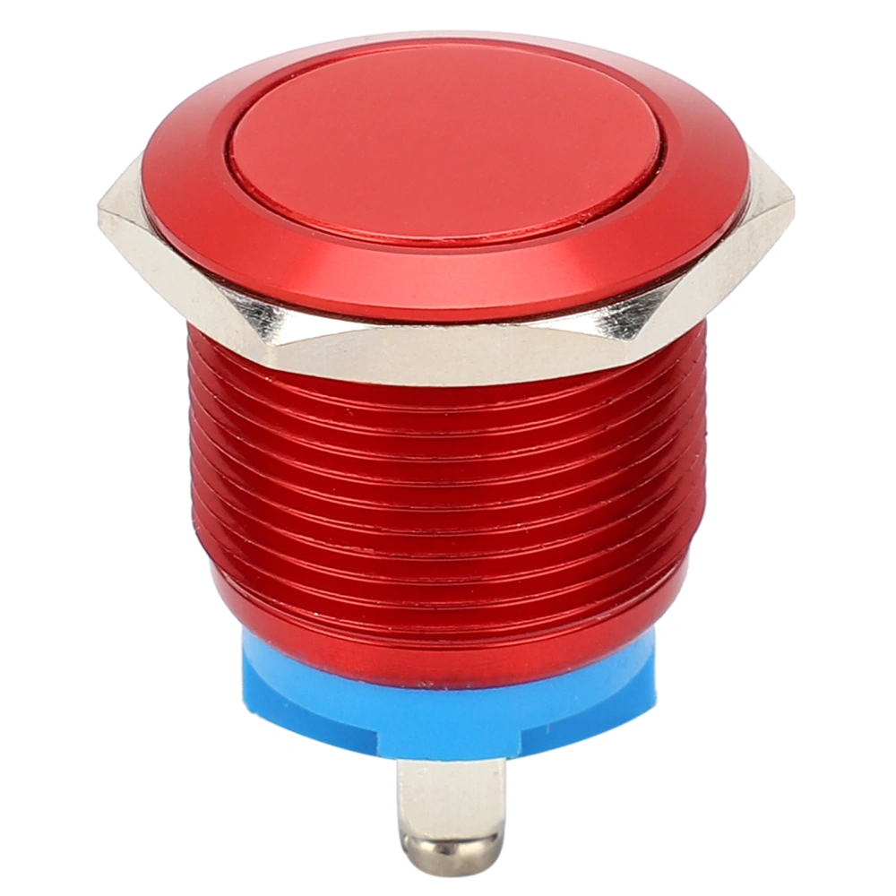 Metal Push Button Switch Flat Head Full Oxidation SelfReset Jog Screw Foot Power Control 19mm(Red )