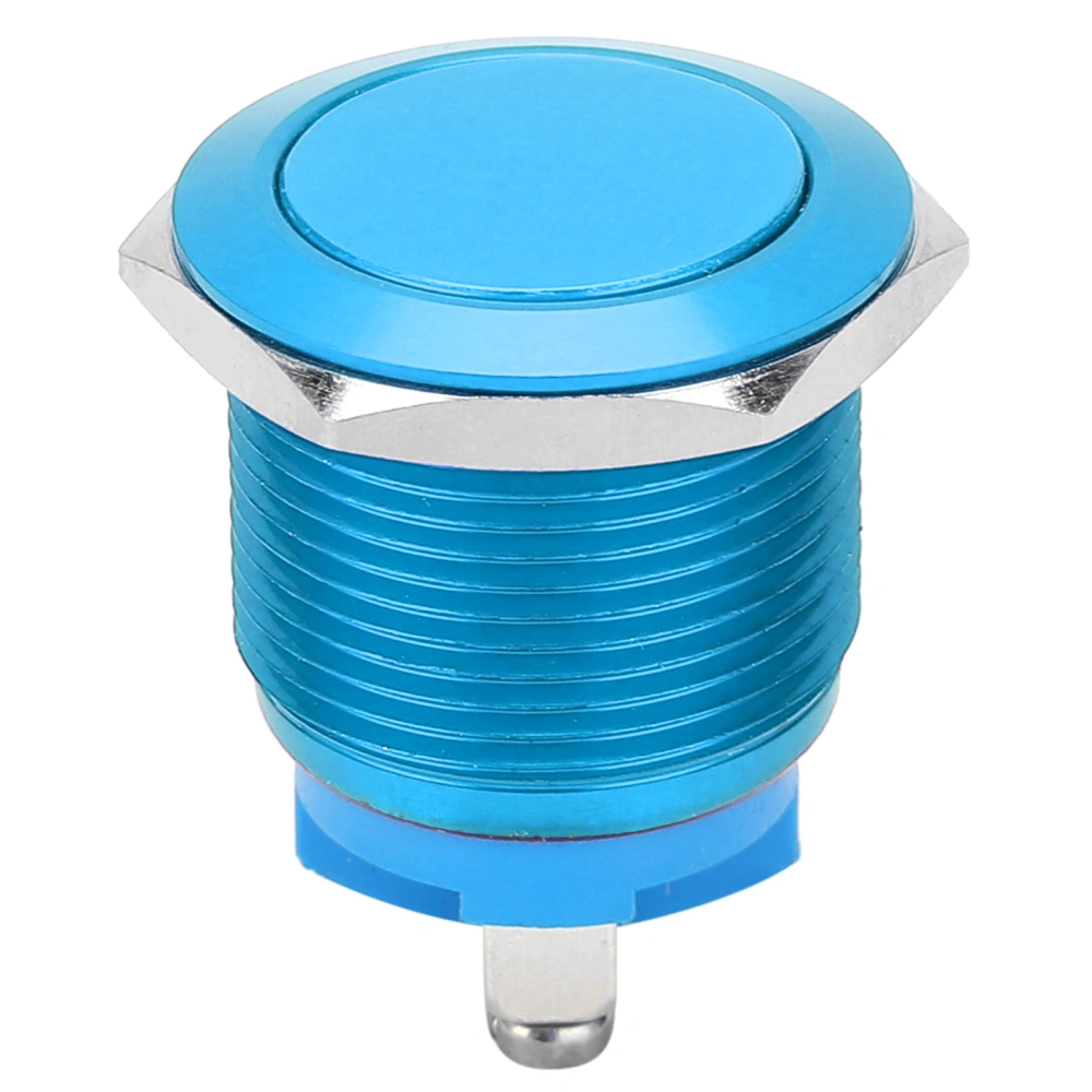 Metal Push Button Switch Flat Head Full Oxidation SelfReset Jog Screw Foot Power Control 19mm(Blue )