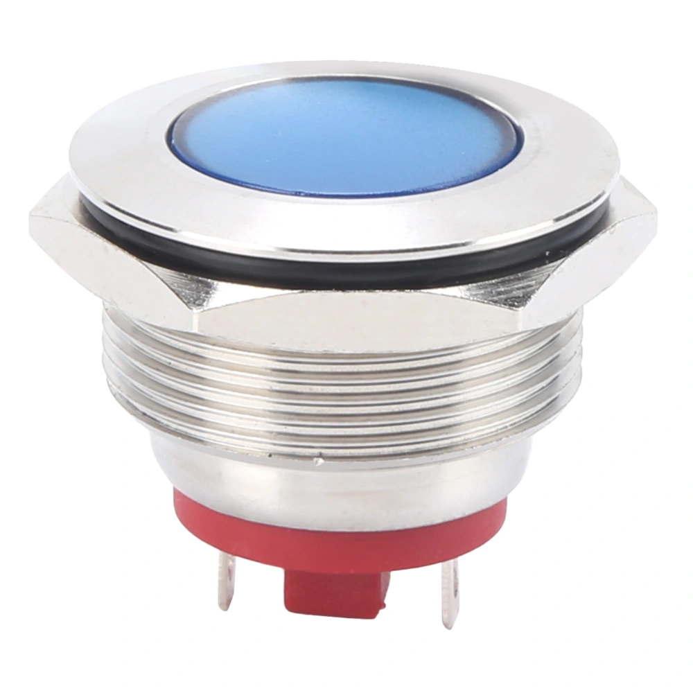 LED Indicator 22mm Nickel Plated Brass Metal Universal Waterproof Pin Blue Signal Light 6V Blue