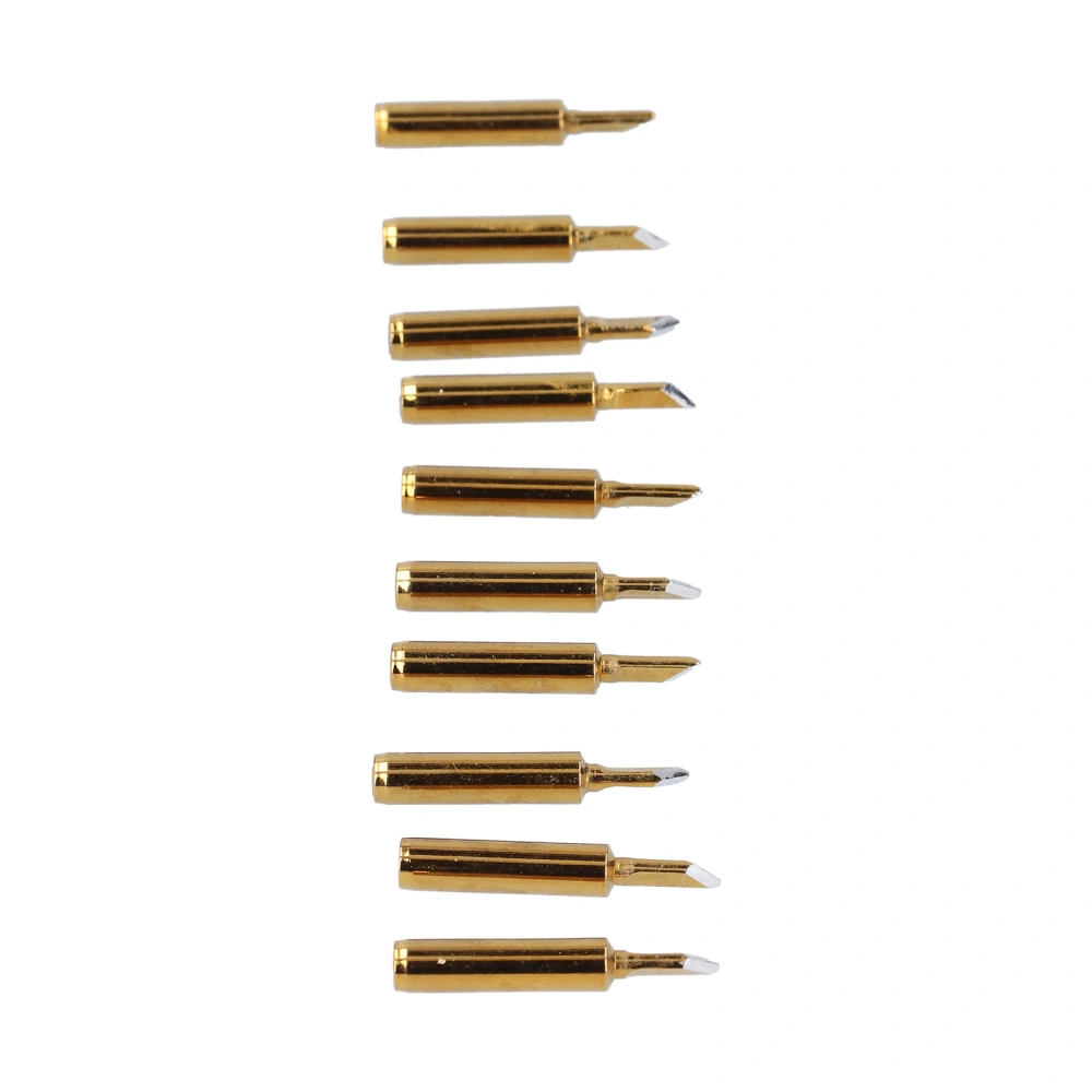 10Pcs Soldering Iron Tips Golden Solder Welding Head Replacement Accessories 60W(900M-T-SK )