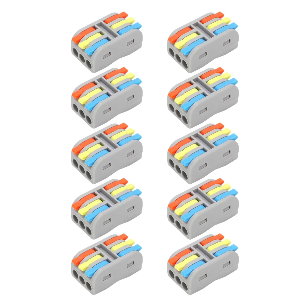 10Pcs Wire Conductor Connector Mini LeverNut 3in3out Fast Lighting Terminal Block