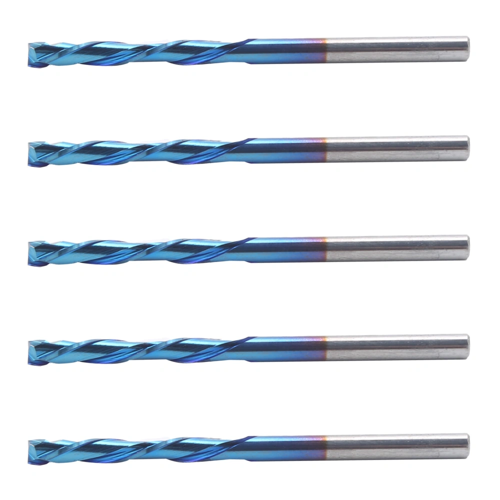 5Pcs Milling Cutter 2 Flute Tungsten Steel Nano Blue Coating Cutting CNC Tool 3.175x22x55mm