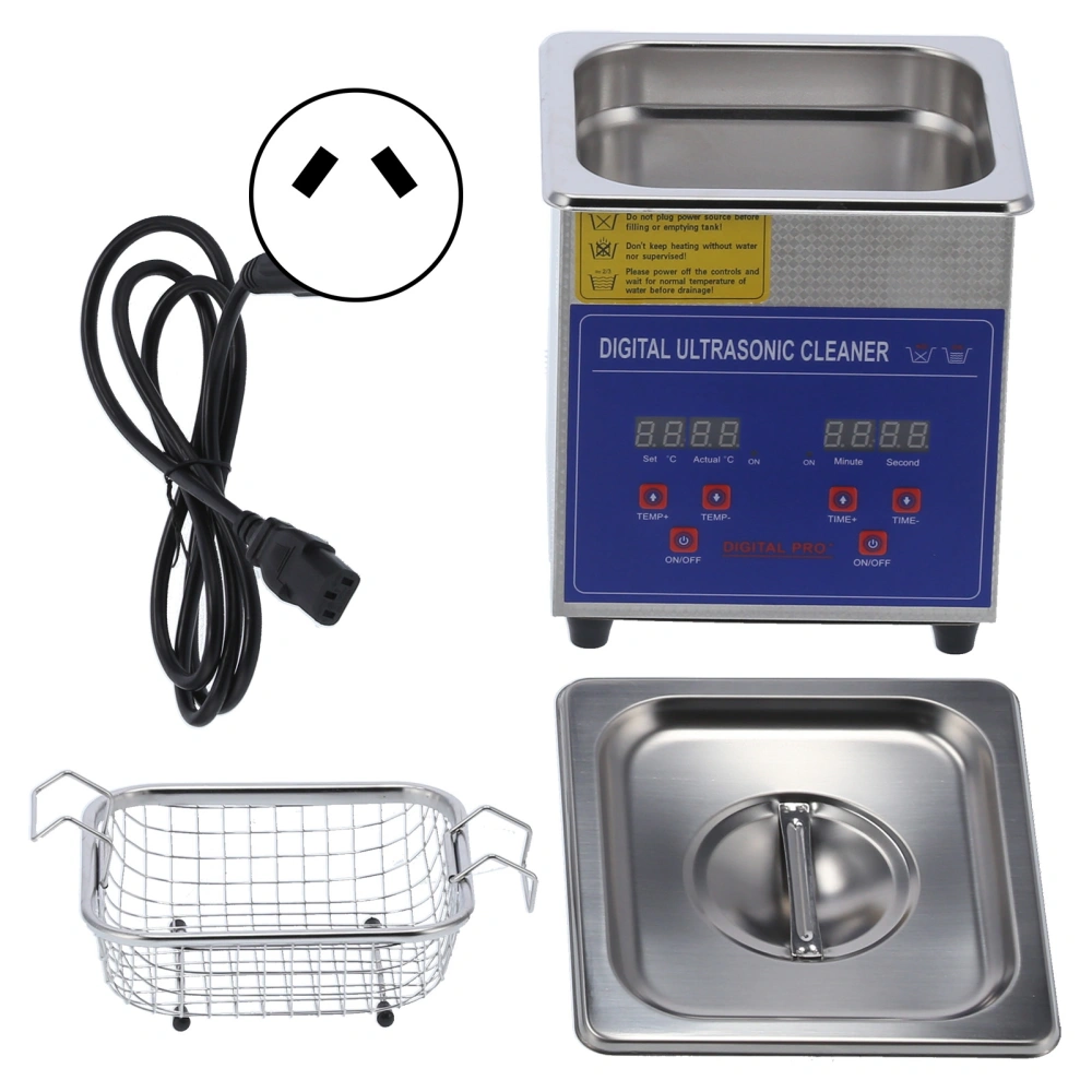 LED Digital Ultrasonic Cleaner Cleaning Machine with Heating Timing MH-009S 1.3L 40kHzAU Plug AC220V