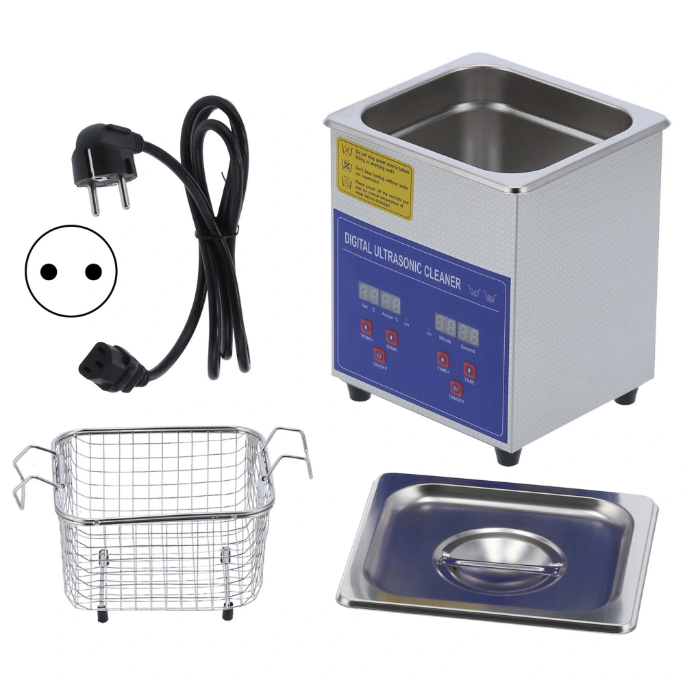 Ultrasonic Cleaner Stainless Steel Cleaning Machine 40kHz MH-010S 2L with Heating TimingEU Plug AC200‑240V