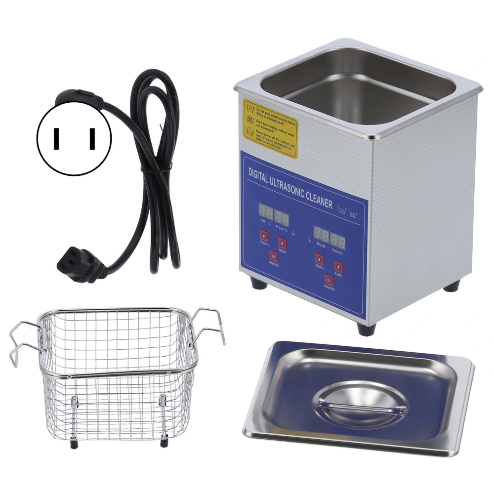 Ultrasonic Cleaner Stainless Steel Cleaning Machine 40kHz MH-010S 2L with Heating TimingUS Plug AC110V