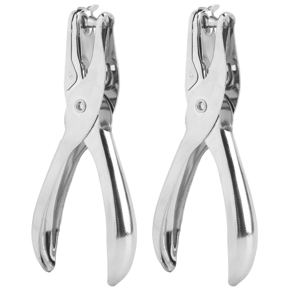 2Pcs Single Hole Punch 45 Steel Handheld Clothing Ticket Paper Puncher Pliers 6mm Diameter