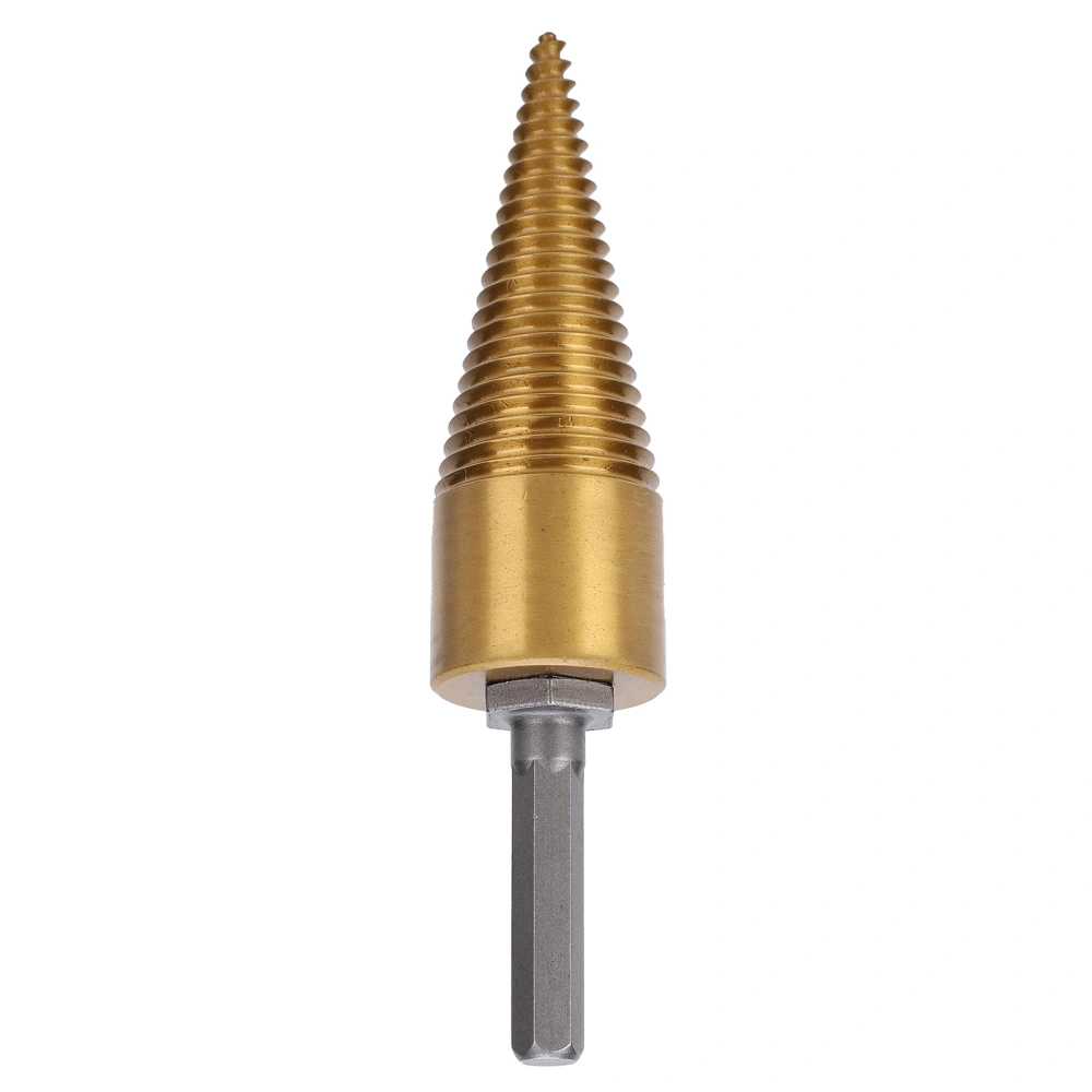 Twist Firewood Splitter Wood Cone Punch Drill Bit Hex Shank Ti‑Plating Split Tool 32mm S