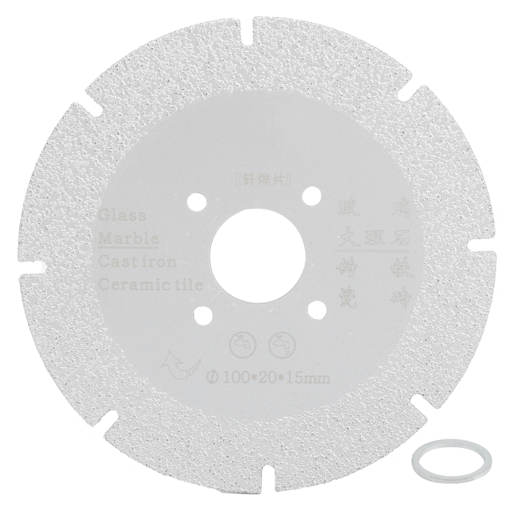 Brazed Diamond Saw Blade Marble Cutting Disc Polishing Grinding Wheel Hardware Tools Silver100x20x15mm