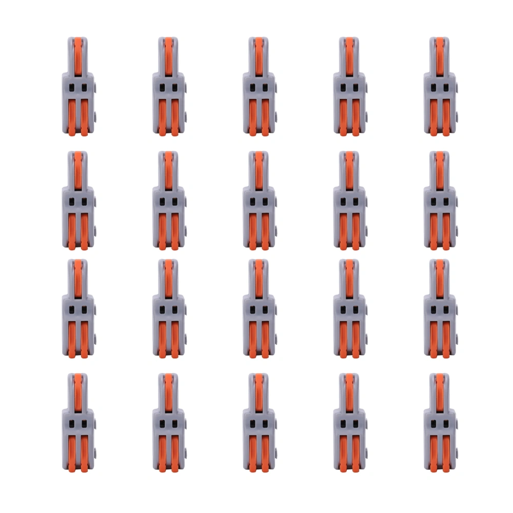 20Pcs Quick Terminal Block 1 in 2 out Wire Connector TShape PushType Wiring Splitter SPLF12A(Orange )