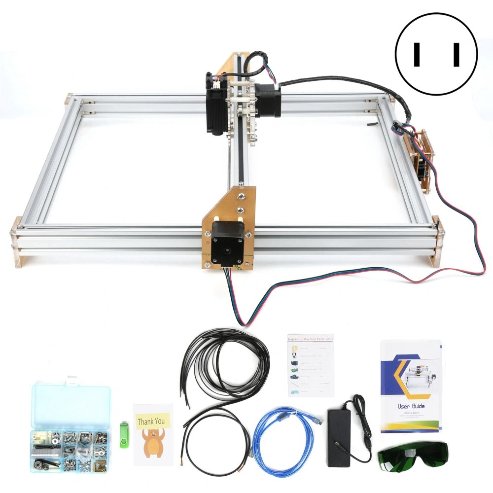 Laser Engraving Cutting Machine Small DIY Engraver Printer Desktop Cutter 4050‑300MW 100‑240VACUS Plug