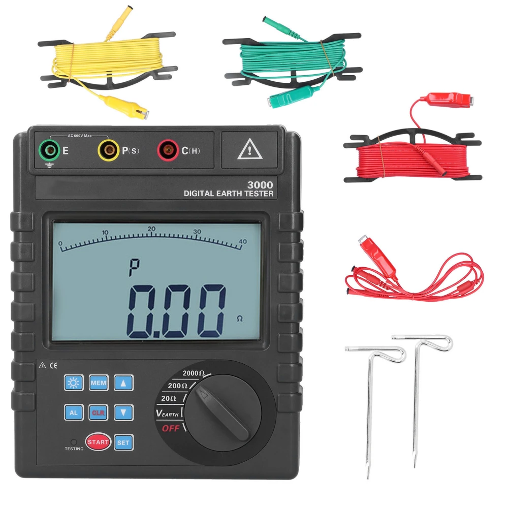 ETCR3000 0.01Ω-2000Ω Digital Earth Ground Resistance Meter High Accuracy Earth Resistance Tester