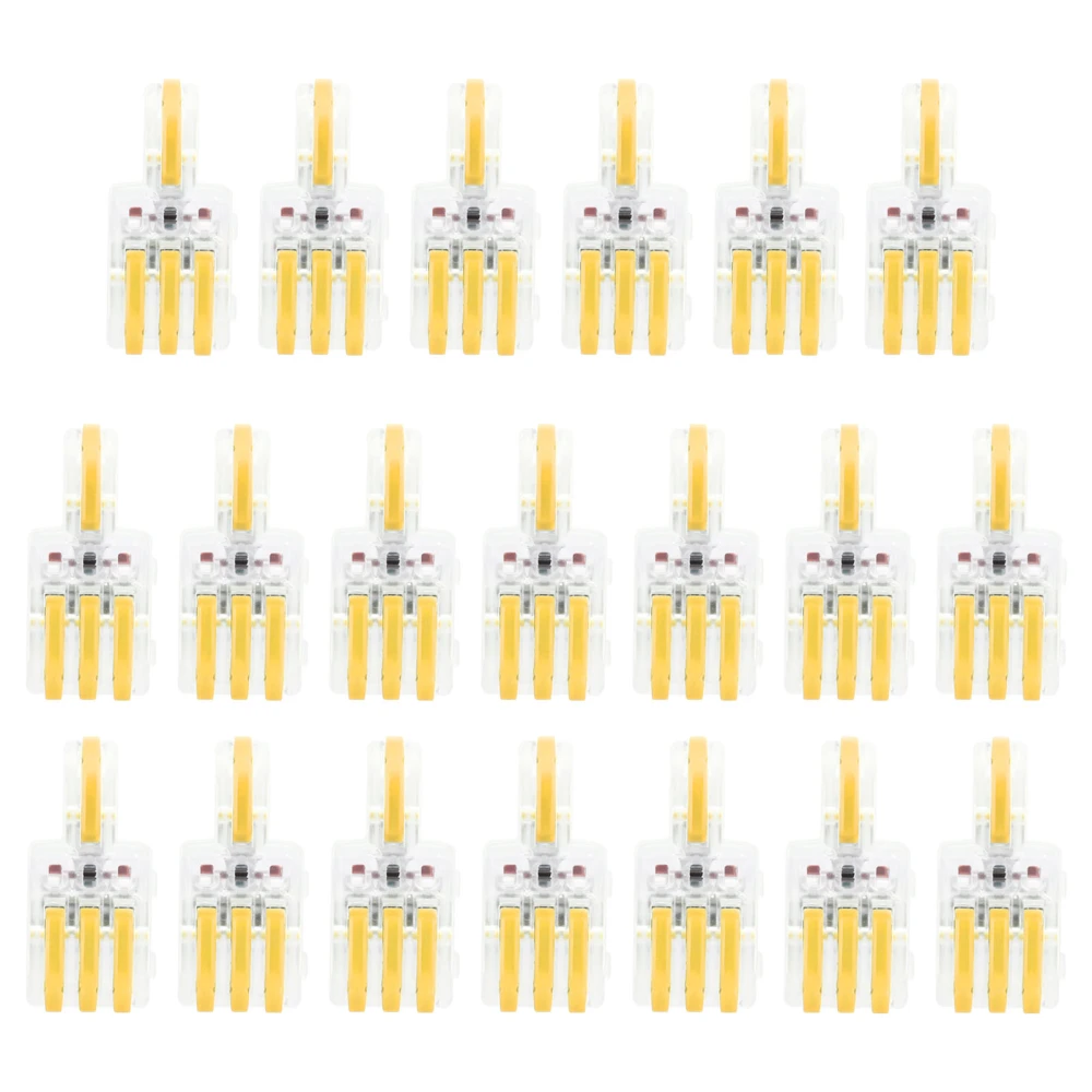 20Pcs SPL Wire Connector 1 in 3 out Press Type Splitter T-Type Conductor Terminal Block(Yellow )